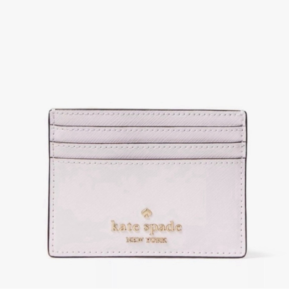 Kate Spade Madison Studded Faux Pearls Small Slim Card Holder, Lilac Moonlight - Picture 1 of 10